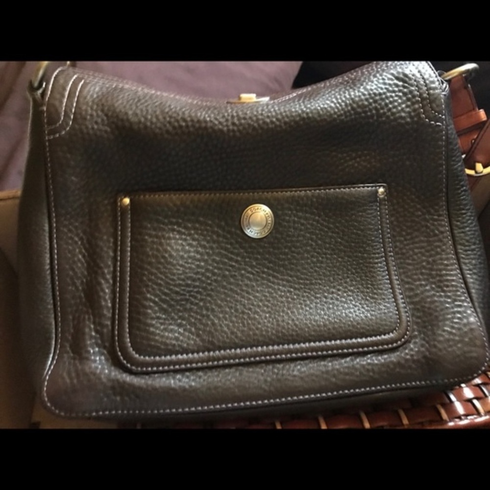 COACH CHELSEA Brown Pebbled Leather Turn Lock